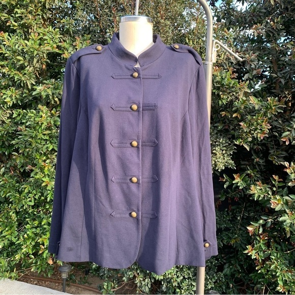 Lane Bryant Navy Military Style Jacket with Gold Buttons - Picture 1 of 12